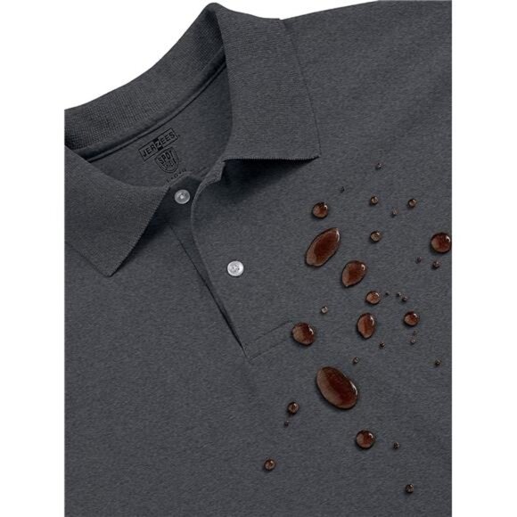 Mens Men's Short Sleeve Polo Shirts, Cotton Blend, Two Button Closure - Picture 4 of 10
